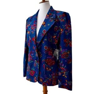 Modcloth XL Blazer Corduroy Jacket Fall Floral Boho Blazer Retro Cottage Preppy